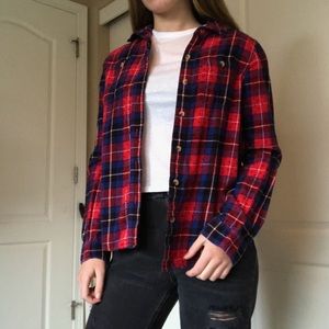 red long sleeve flannel